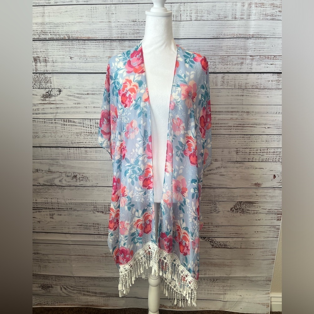 BOHEMIAN FLORAL KIMONO SWIM SUIT COVER UP